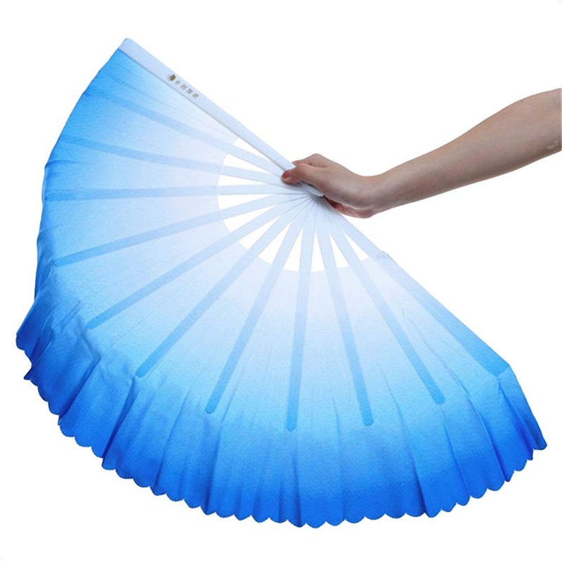 ZooBoo 1pair Plastic Taichi Kungfu Fan Dancing Fans Martial Arts Sports Folding Hand Fan 13inch (Blue) - Image 3